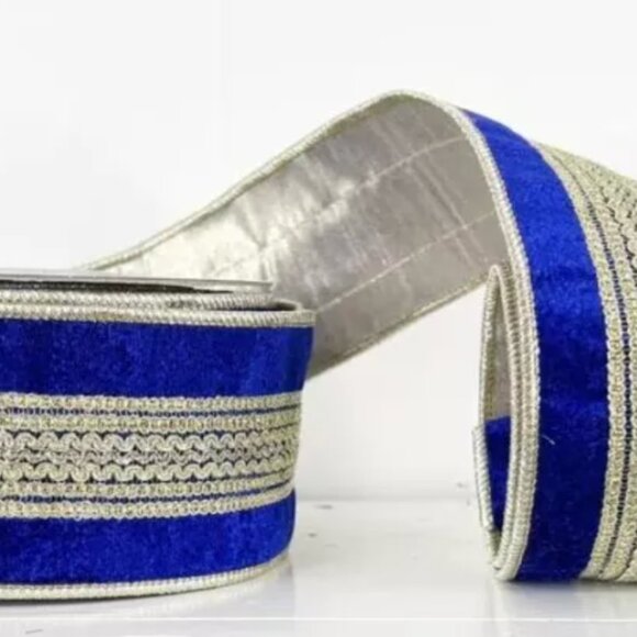 2.5” Gold Braided Tree Trim Sheldon Velvet Double Fused Wired Christmas Ribbon - Picture 4 of 6